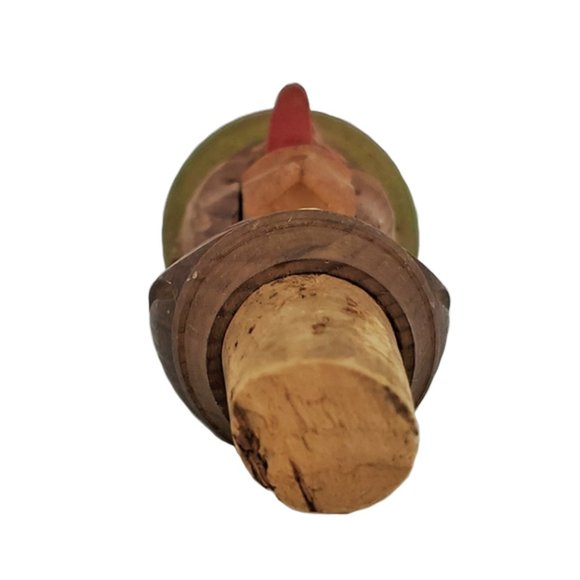 Vintage ANRI Hand Carved Mechanical Wooden Bottle Wine Stopper Hand Painted - Picture 7 of 7